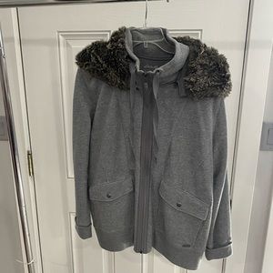 Eddie Bauer Gray Jacket with Faux Fur hood